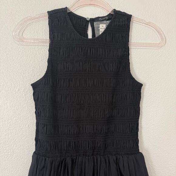 NWT Madewell The Melody Bubble Hem Smocked Midi Dress in Poplin Black Size XS - Picture 3 of 7